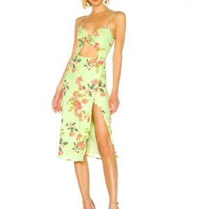 Lovers + Friends Midi Thigh Slit Linen Dress